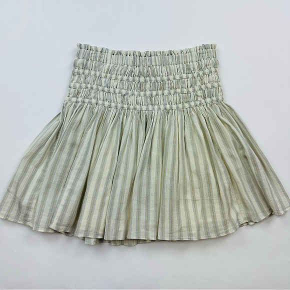 Madewell Neutral Striped Smocked Waist Pull On Mini Skirt Size XS - Picture 2 of 11